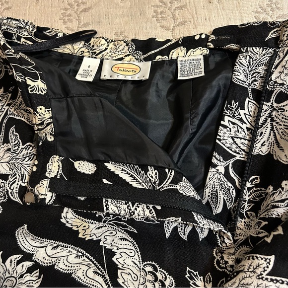 Talbots Pants 100% Linen Black White Floral Lined Tapered Art to Wear Boho Sz 6 - Picture 5 of 9